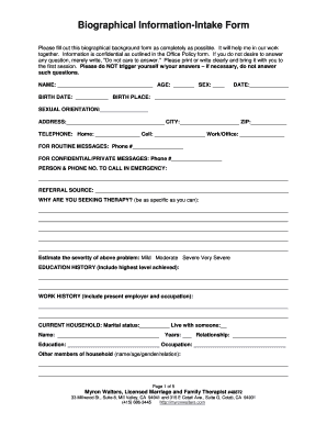 Biographical Information Form