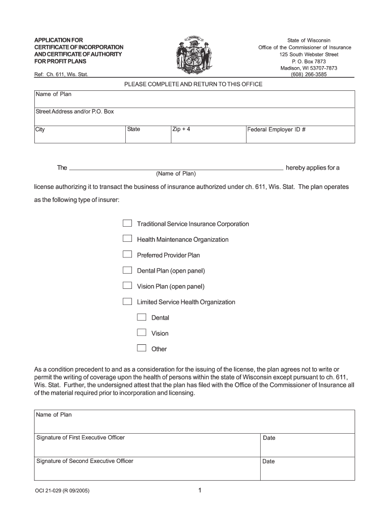  Oci Biographical Form 2005-2024