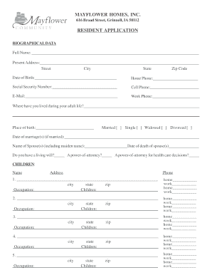 Mayflower Society Application Form