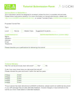 Tutorial Submission Form CHI Chi2005