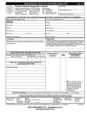 Necropsy Kit  Form