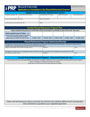 Application to Participate in the Phased Retirement Program 101311 V2  Form