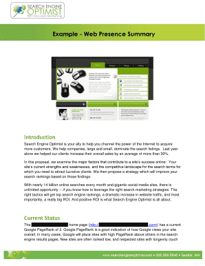 Example Web Presence Summary  Form