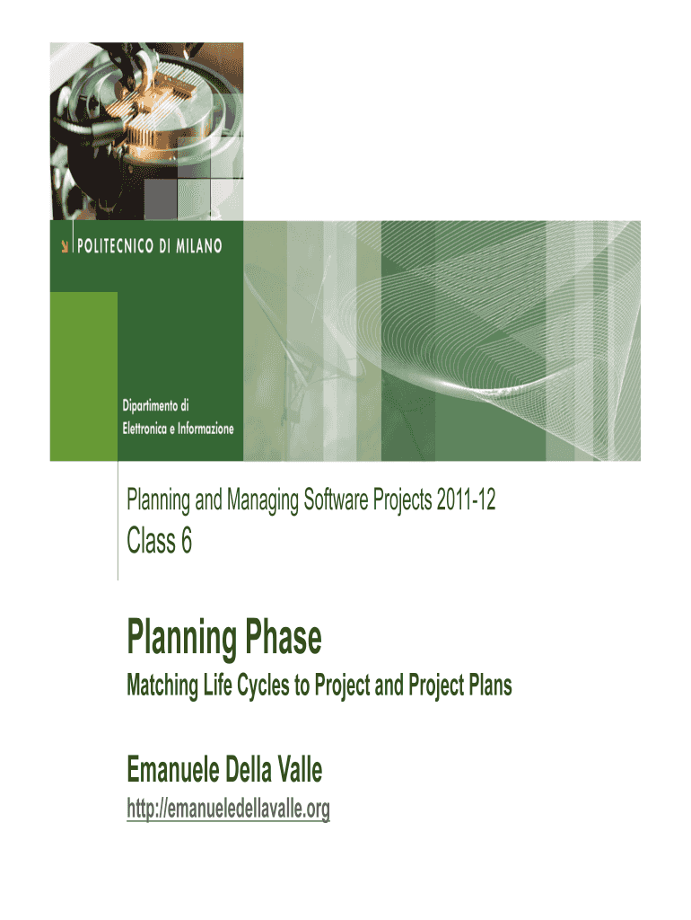 Matching Life Cycles to Project and Project Plans  Form