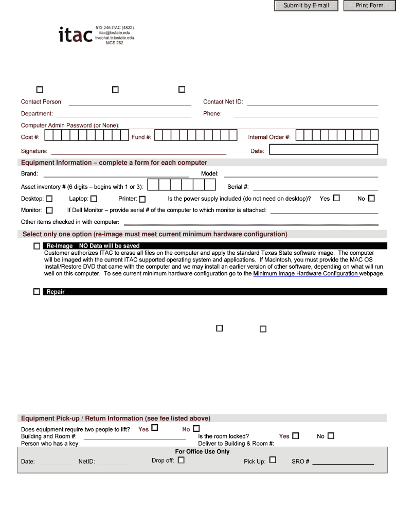 Work Order Form Texas State University
