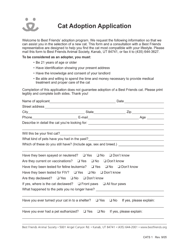 Cat Adoption Application Template  Form