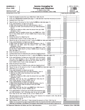 Form 1040 Schedule J Income Averaging for Farmers and Fishermen