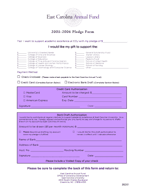 Pledge Form OneStop East Carolina University Onestop Ecu