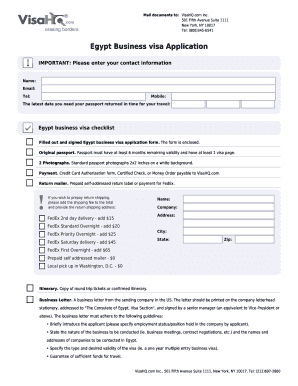 Egypt Visa Application Form PDF