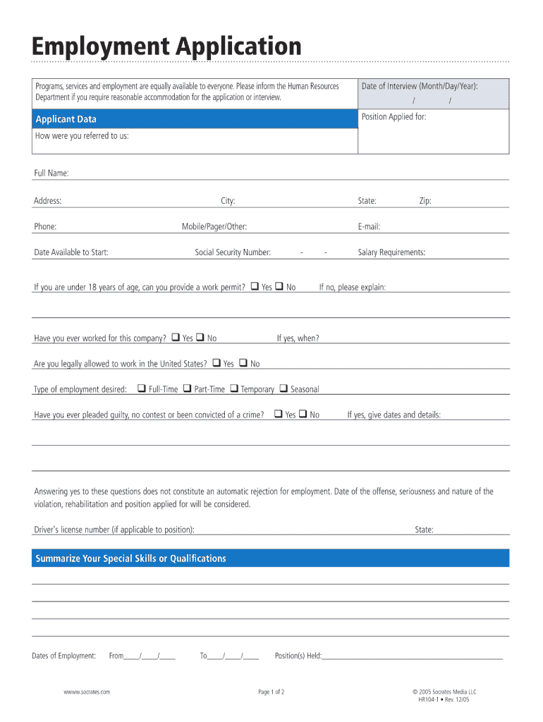  Forms Hr104 1 2005-2024