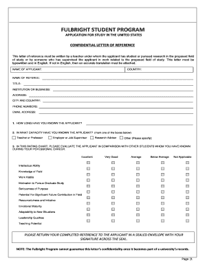 This Letter of Reference Must Be Written by a Teacher under Whom the Applicant Has Studied or Pursued Research in the Proposed F  Form