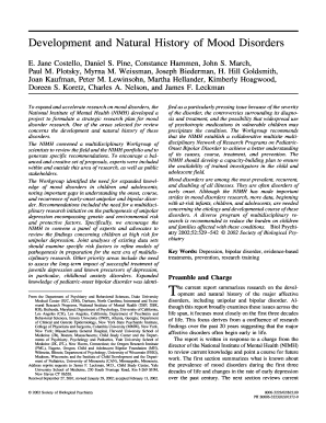 Development and Natural History of Mood Disorders  Form