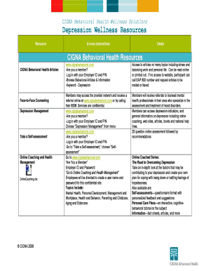 CIGNA Behavioral Health Wellness Solutions  Form