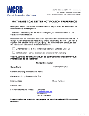Unit Stat Letter Notification Preference Preferred Method of Notification  Form