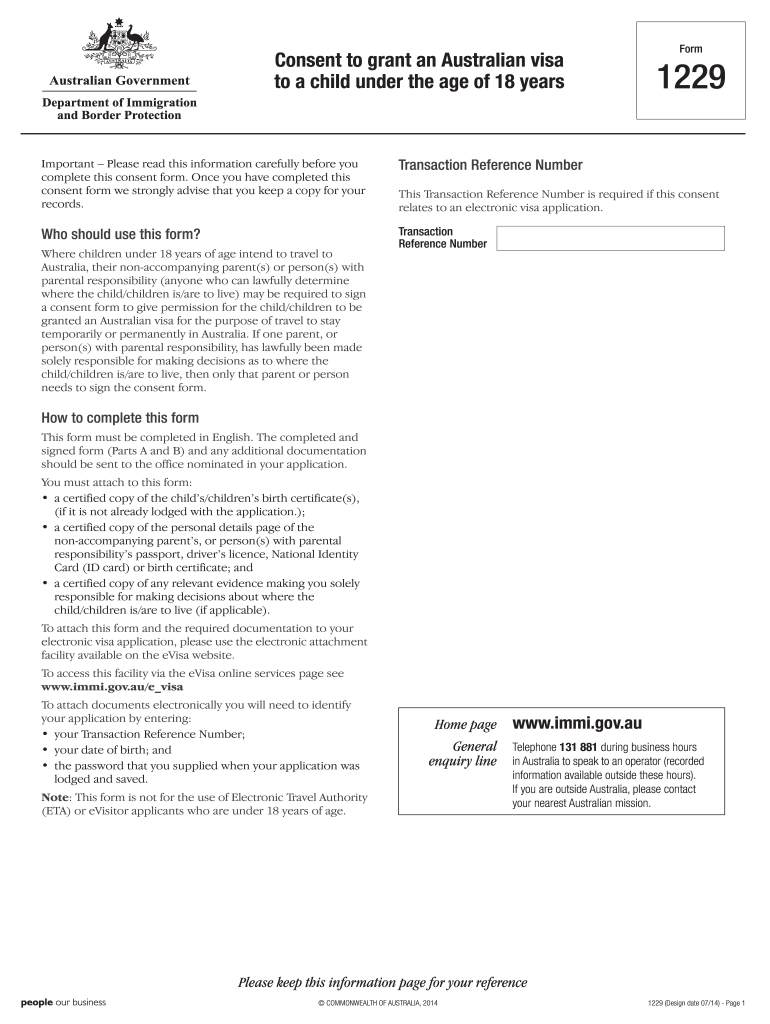 Australia 1229 Form