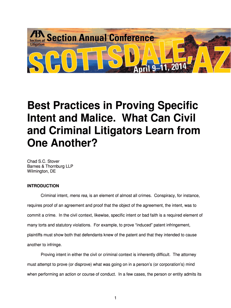 Best Practices in Proving Specific Intent and Malice What Can Civil  Form