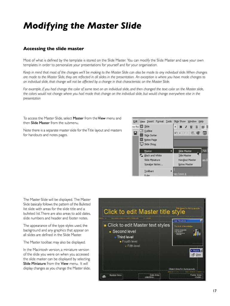 Modifying the Master Slide  Form