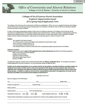 The Colleges of Arts &amp; Sciences Alumni Association  Form