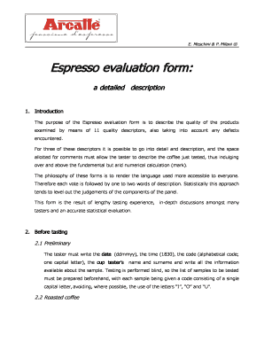 Espresso Evaluation Form