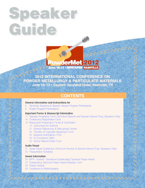 PowderMet2012 Speaker Guide MPIF Mpif  Form