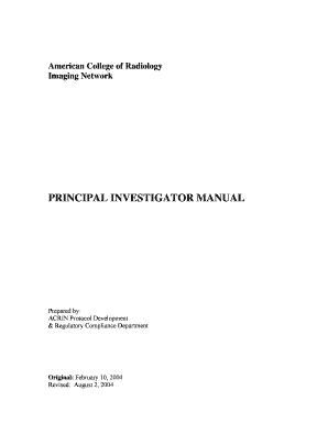 PRINCIPAL INVESTIGATOR MANUAL  Form