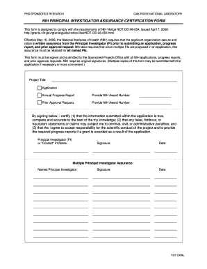 NIH PI Assurance Certification Form Oak Ridge National Laboratory