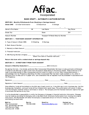 Changing Bank Draft for Aflac Ins Form