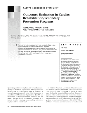 Outcomes Evaluation in Cardiac RehabilitationSecondary AACVPR  Form