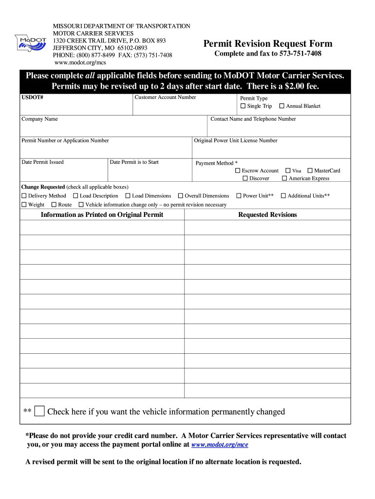Permit Revision Request Form