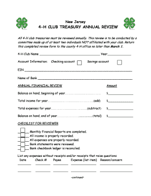 Treasury Annual Review New Jersey State 4 H  Form