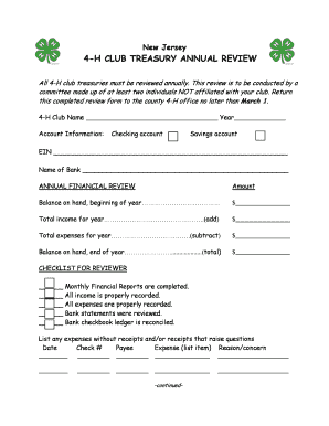 Treasury Annual Review New Jersey State 4 H Form