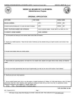 Midwife Reviewer Program Original Application Mbc Ca  Form