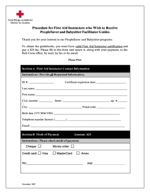 Procedure for First Aid Instructors Who Wish to Receive PeopleSaver  Form