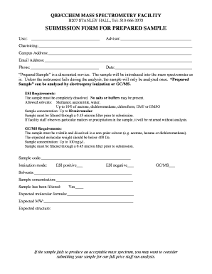 SUBMISSION FORM for PREPARED SAMPLE