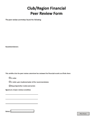 ClubRegion Financial Peer Review Form