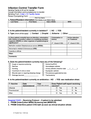 Infection Control Form