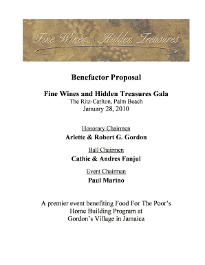 Benefactor Proposal Fine Wines and Hidden Food for the Poor Foodforthepoor  Form