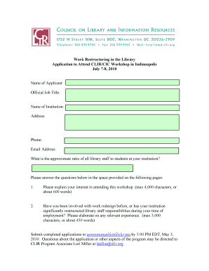 Work Restructuring in the Library Application to Attend CLIRCIC  Form