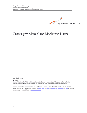 Grants Gov Manual for Macintosh Users Osp Gatech  Form