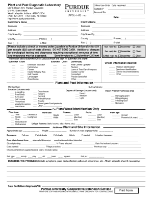 PPDL 1 W Physical Sample Submission Form the Purdue Plant Ppdl Purdue