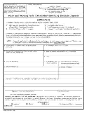 Out of State Nursing Home Adminstrator Continuing Education  Form