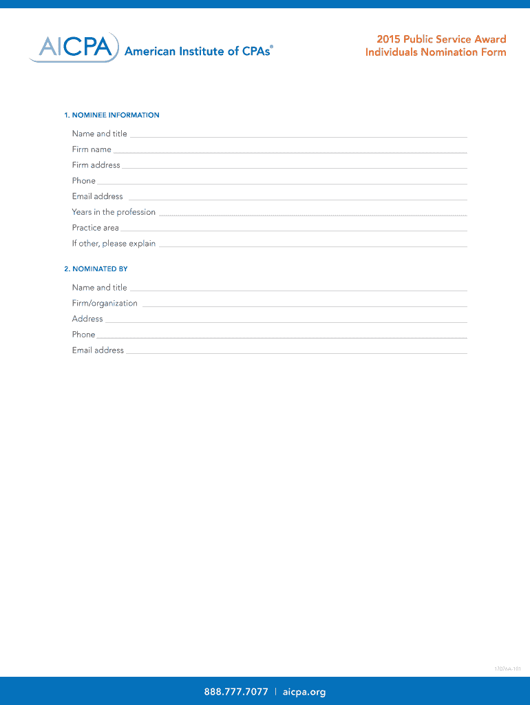 Individual Nomination Instructions and Form AICPA