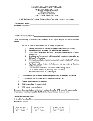 Consumer Advisory Board Willowbrook Class  Form