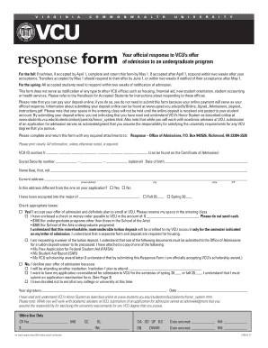 Get and Sign Vcu Response Form 2012-2022