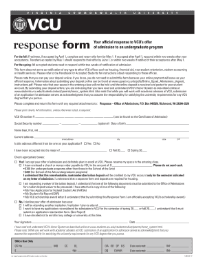  Vcu Response Form 2012-2024