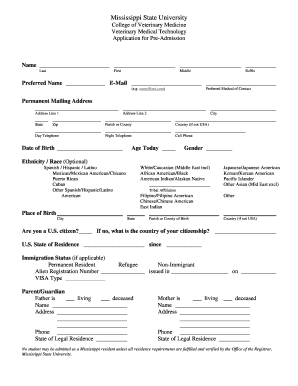 Mississippi State Application  Form