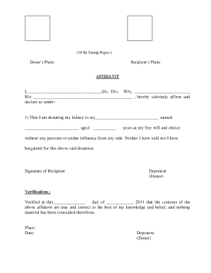 Kidney Donation of Abu Dhabi Agreement Paper  Form