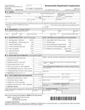 Transfer Snowmobile Registration Wi  Form