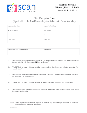  Tier Exception Request Form SCAN Health Plan 2011-2024