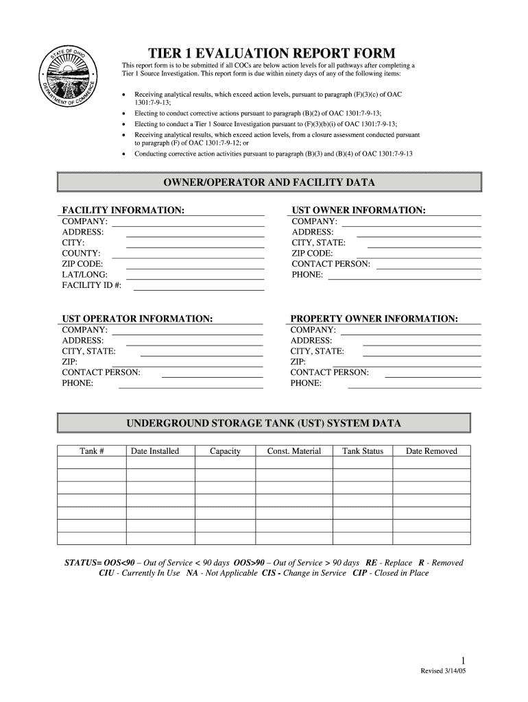 Tier 1 Evaluation Form  Ptllc